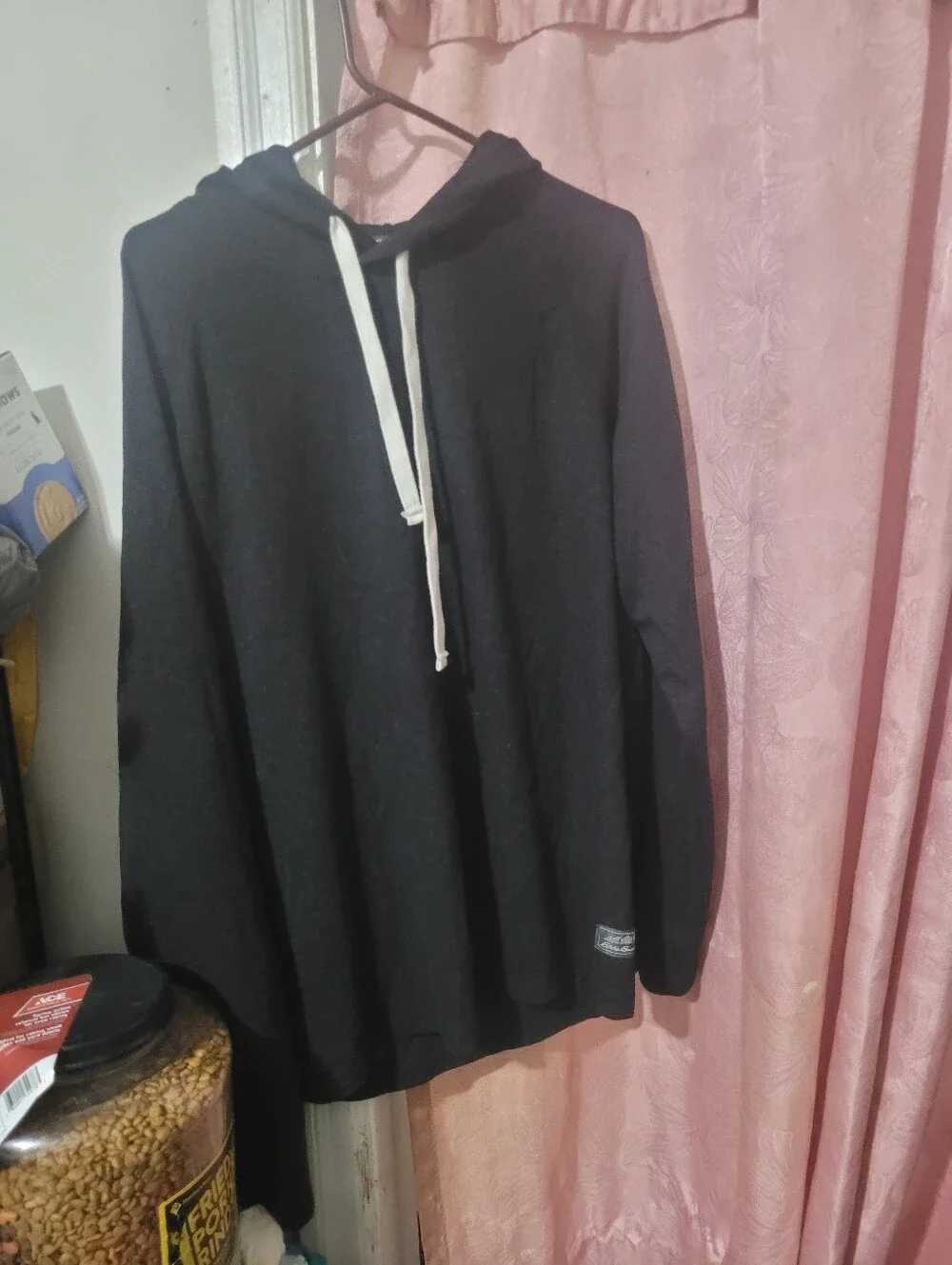 Eddie Bauer Black Crewneck Pullover with White Drawstrings